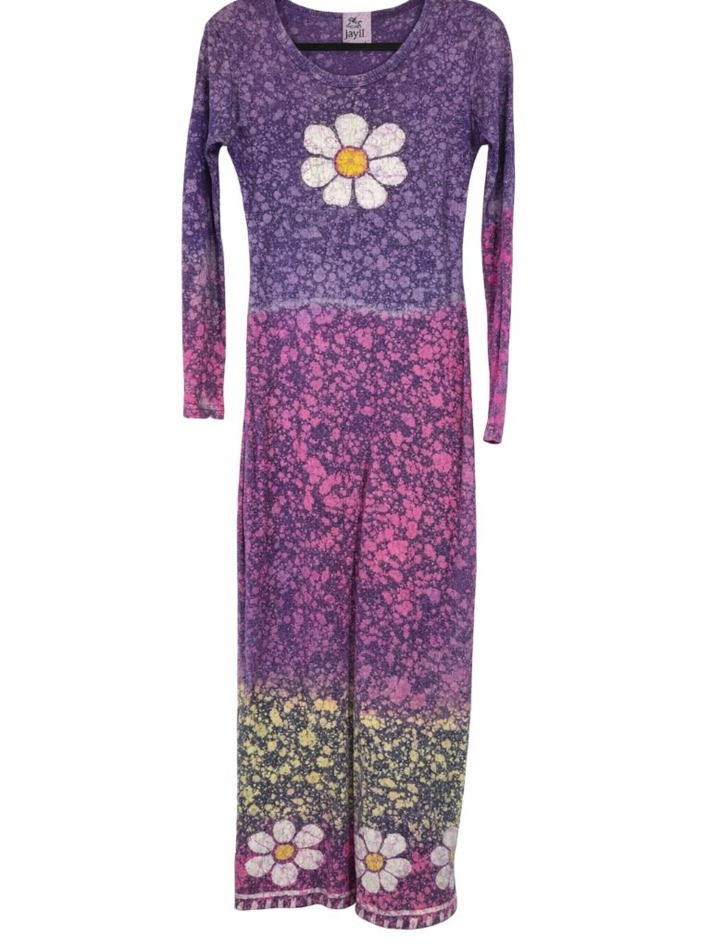 Jayli Tie Dye Daisy Maxi Dress Women M Purple Pink Boho Festival Nepal